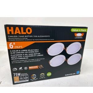 Halo 6 in. Select CCT New Construct/Remodel/Retrofit Install LED Downlight, 4Pk